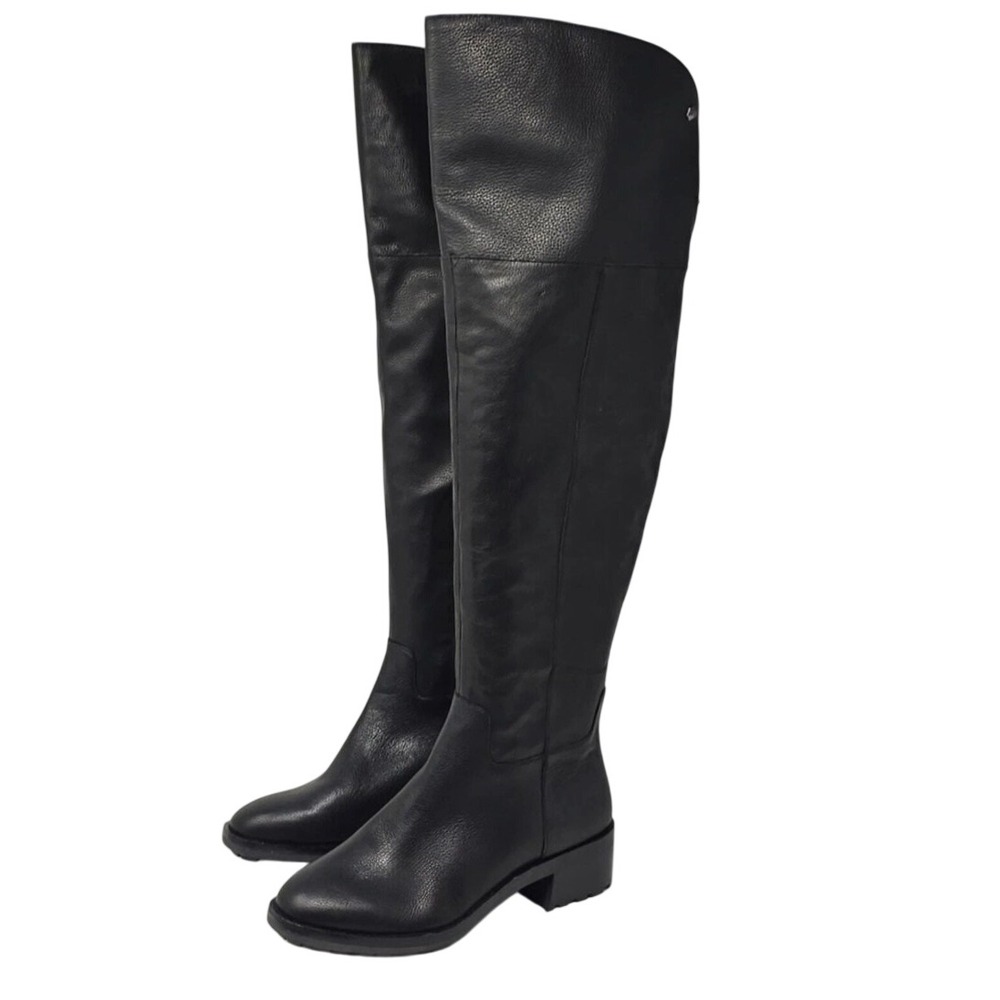 Vince Camuto Jorshie Black Leather Over The Knee Lug Sole Boots Size 6M NEW